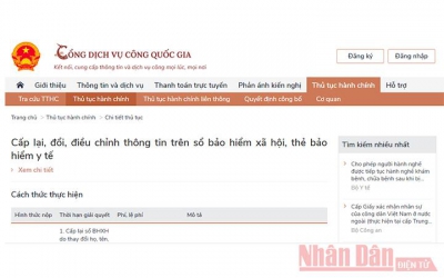 Cấp lại gần 2.300 thẻ bảo hiểm y tế hỏng, mất qua Cổng Dịch vụ công quốc gia