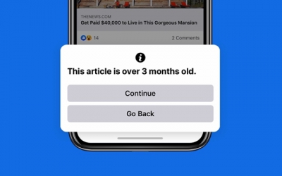 Facebook cảnh báo người dùng trước khi chia sẻ tin cũ