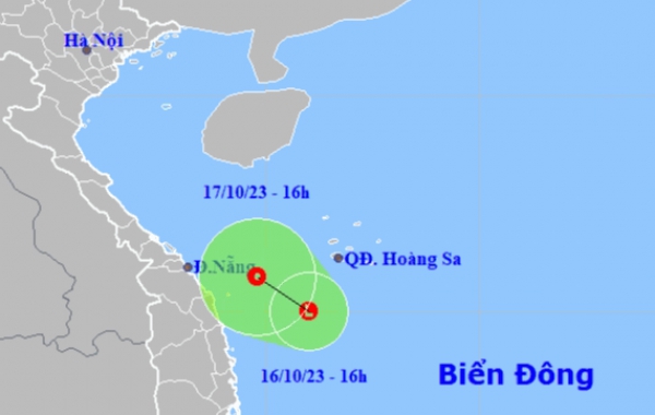 Vùng áp thấp sắp mạnh lên thành áp thấp nhiệt đới, hướng vào Trung Bộ