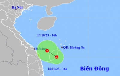 Vùng áp thấp sắp mạnh lên thành áp thấp nhiệt đới, hướng vào Trung Bộ