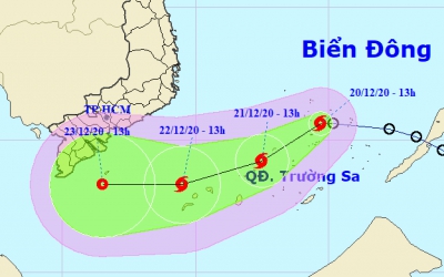 Áp thấp nhiệt đới trên Biển Đông đã mạnh lên thành bão số 14