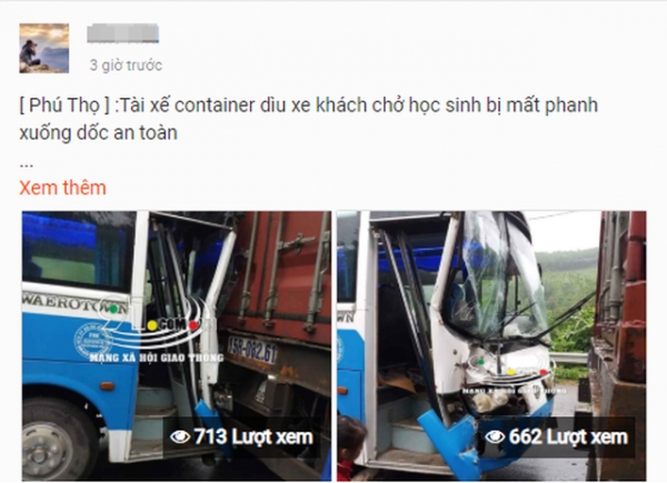 Thực hư chuyện xe container &quot;dìu&quot; xe chở học sinh bị mất phanh