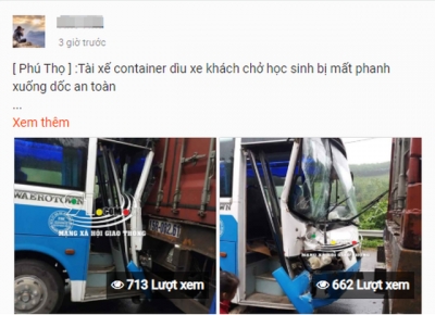 Thực hư chuyện xe container &quot;dìu&quot; xe chở học sinh bị mất phanh