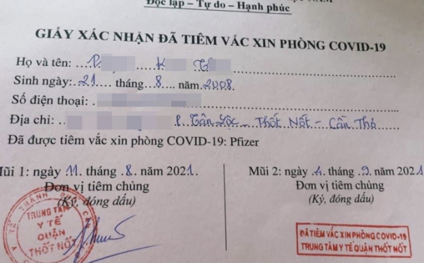 Cần Thơ xác minh thêm 57 trường hợp dưới 18 tuổi được tiêm vắc-xin phòng Covid-19