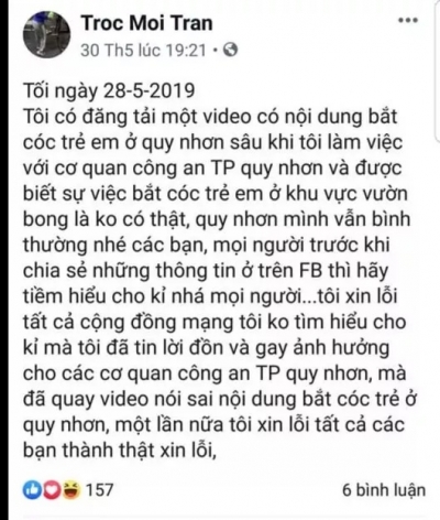 Tung tin bắt cóc trẻ em sai sự thật, 2 người dân Quy Nhơn bị xem xét xử lý