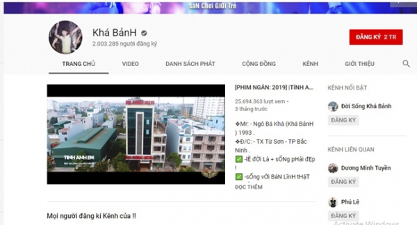 Kênh YouTube của &quot;giang hồ sống ảo&quot; Khá &quot;bảnh&quot; chính thức bị xóa