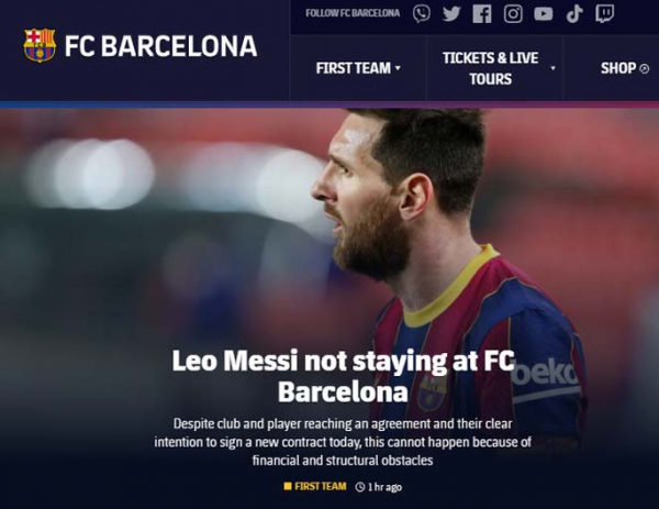 Chấn động: Barcelona và Messi chia tay