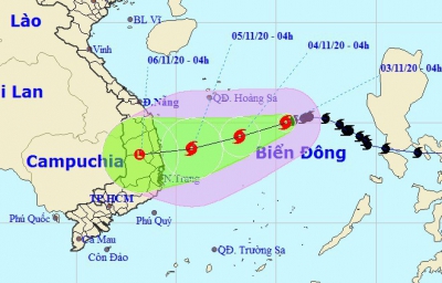 Bão số 10 giật cấp 11 hướng vào các tỉnh Quảng Ngãi đến Khánh Hòa