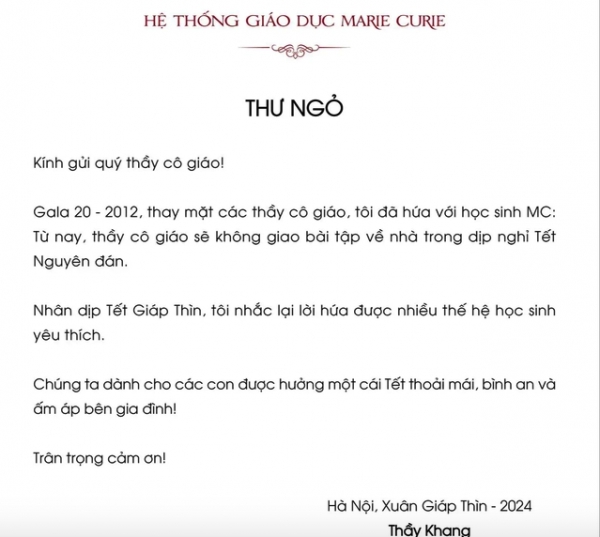 Thư “quán triệt không giao bài tập Tết” cho học sinh nhận &quot;bão&quot; like, Hiệu trưởng nói gì?