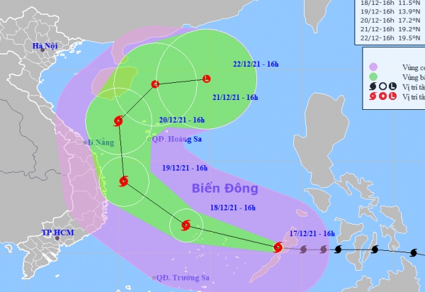 2 kịch bản tác động của bão Rai &quot;có đường đi kì dị&quot; đến các tỉnh ven biển nước ta