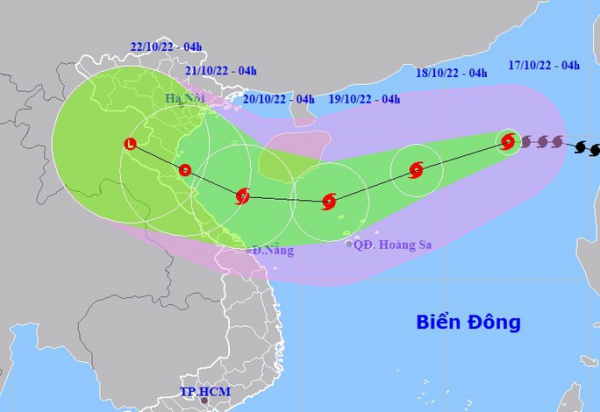 Bão số 6 giật cấp 14 hướng vào miền Trung với tốc độ 20 km/giờ