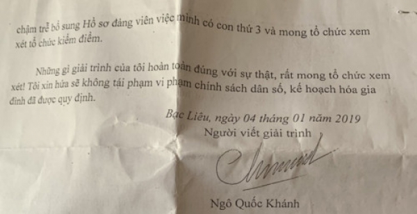 Bạc Liêu: Kiểm kiểm rút kinh nghiệm Phó Giám đốc sinh con thứ 3