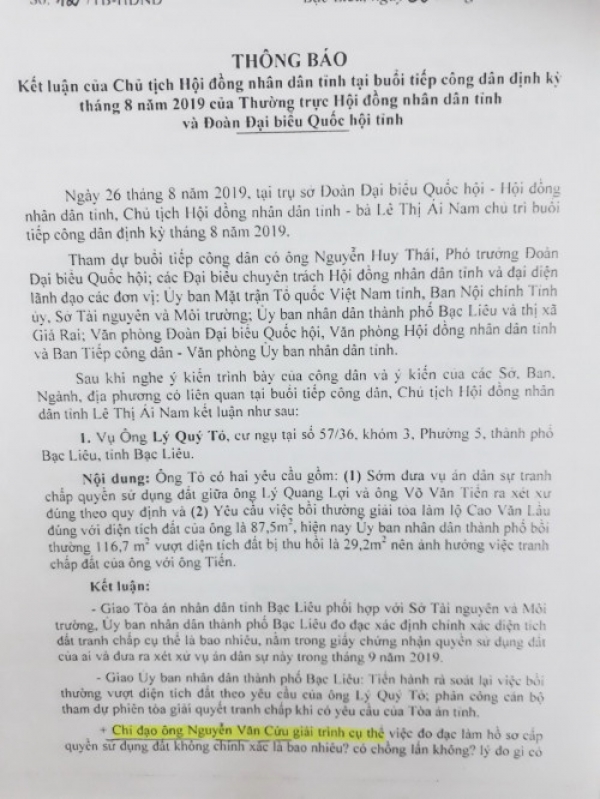 Phòng TN-MT TP Bạc Liêu: Có hay không việc bao che cán bộ làm sai?