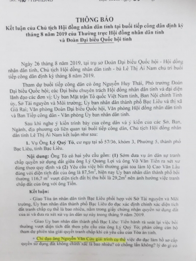 Phòng TN-MT TP Bạc Liêu: Có hay không việc bao che cán bộ làm sai?