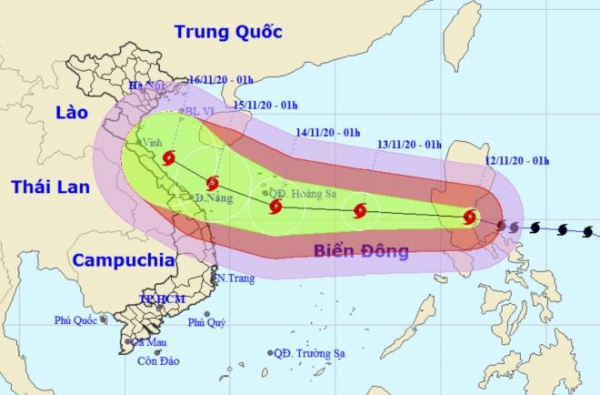 Bão Vamco giật cấp 15 tiến vào Biển Đông, Trung Bộ mưa rất to