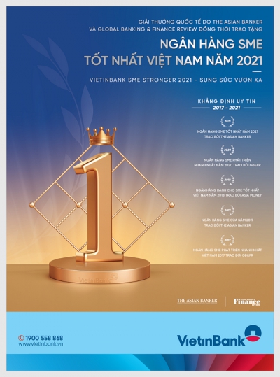 VietinBank – đạt giải Ngân hàng SME tốt nhất Việt Nam năm 2021